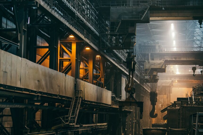 Heavy industrial manufacturing facility and machinery