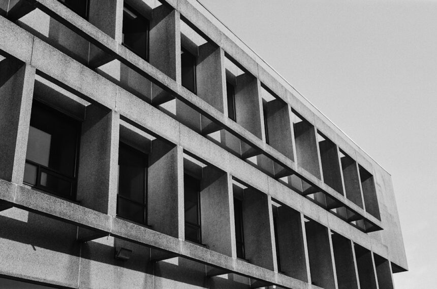Modern building facade and construction materials