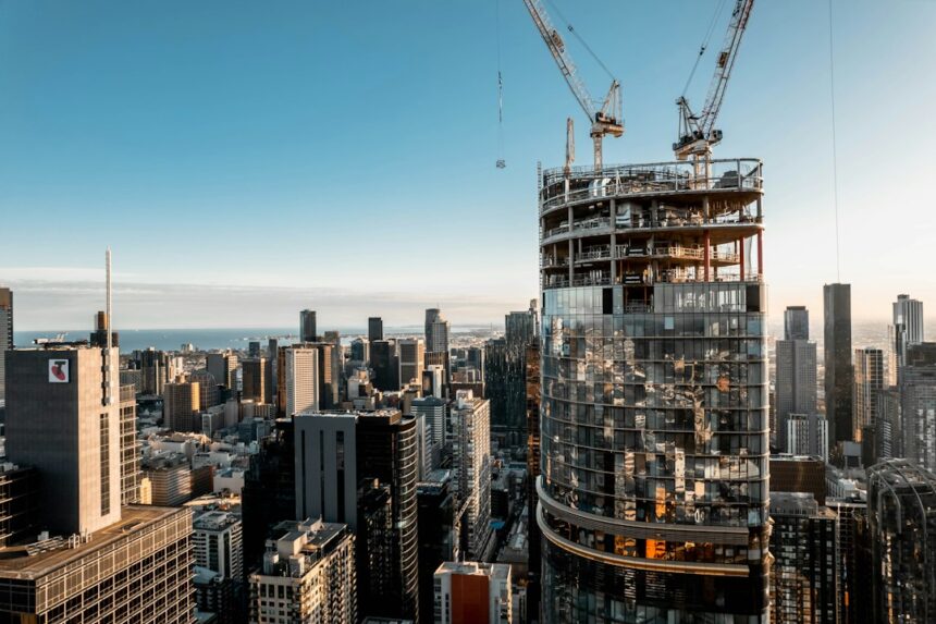 Construction activity representing the Frankston Hospital redevelopment