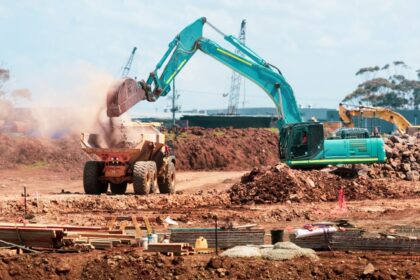 Road construction works representing the Yan Yean Road Stage 2 upgrade