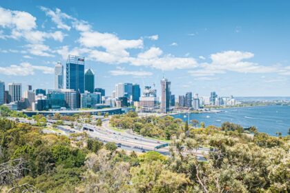 Perth skyline and Swan River, representing Australian infrastructure and long-term investment