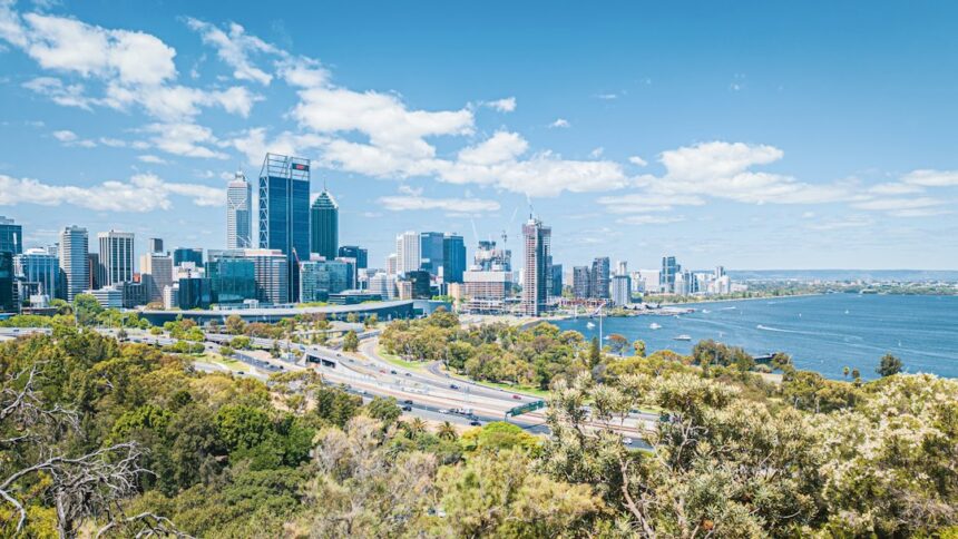 Perth skyline and Swan River, representing Australian infrastructure and long-term investment