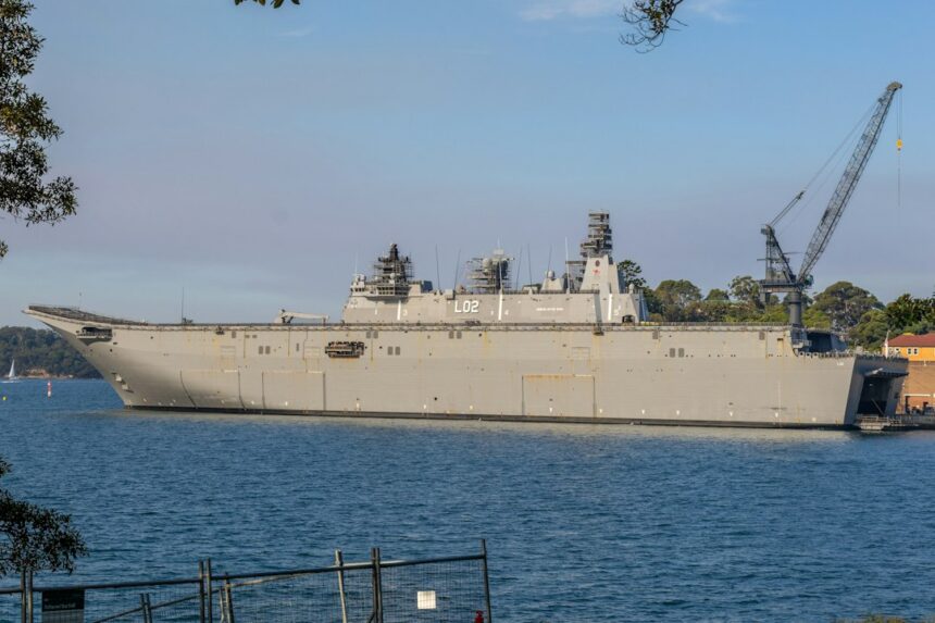 Royal Australian Navy ship HMAS Canberra in Sydney Harbour