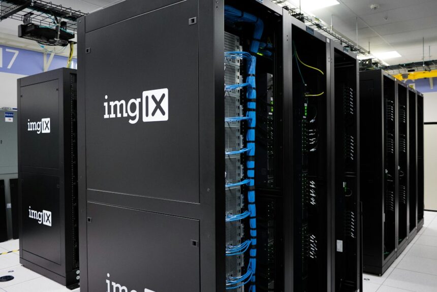Illustrative rows of data centre server equipment