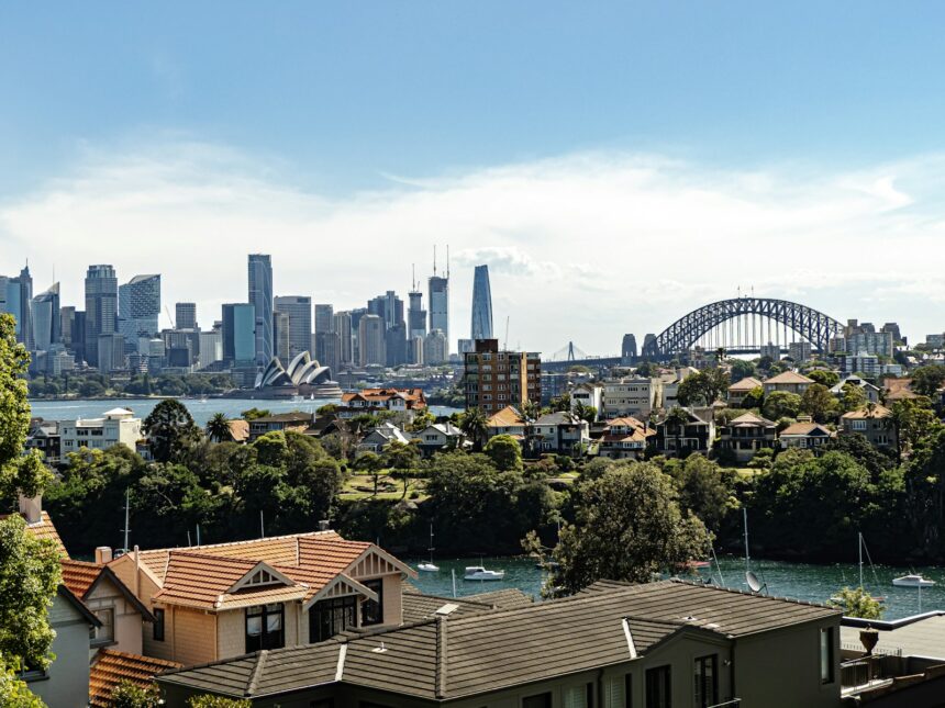 Sydney skyline, used as an illustrative image for Australian housing development; not a project featured in the article.